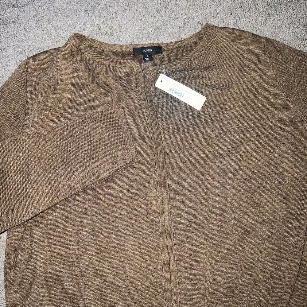 NWT J.Crew Brown Juliette Linen Blend Women's Open Cardigan Sweater Blazer Small